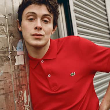 Men's red classic fit polo shirt in cotton small piqué