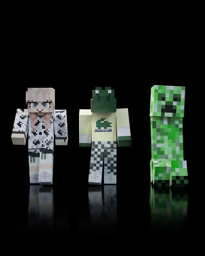 LACOSTE MINECRAFT クロップドパーカー M ホワイト Lacoste LIVE x Minecraft Men's White Graphic Print Loose Fit