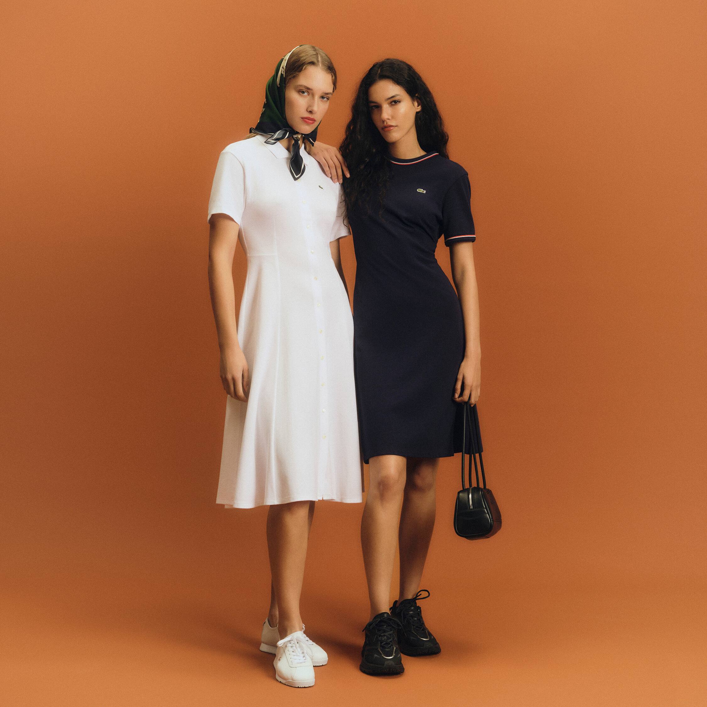 Women's Flared Mini-Piqué Polo Dress - Dresses - New In 2025