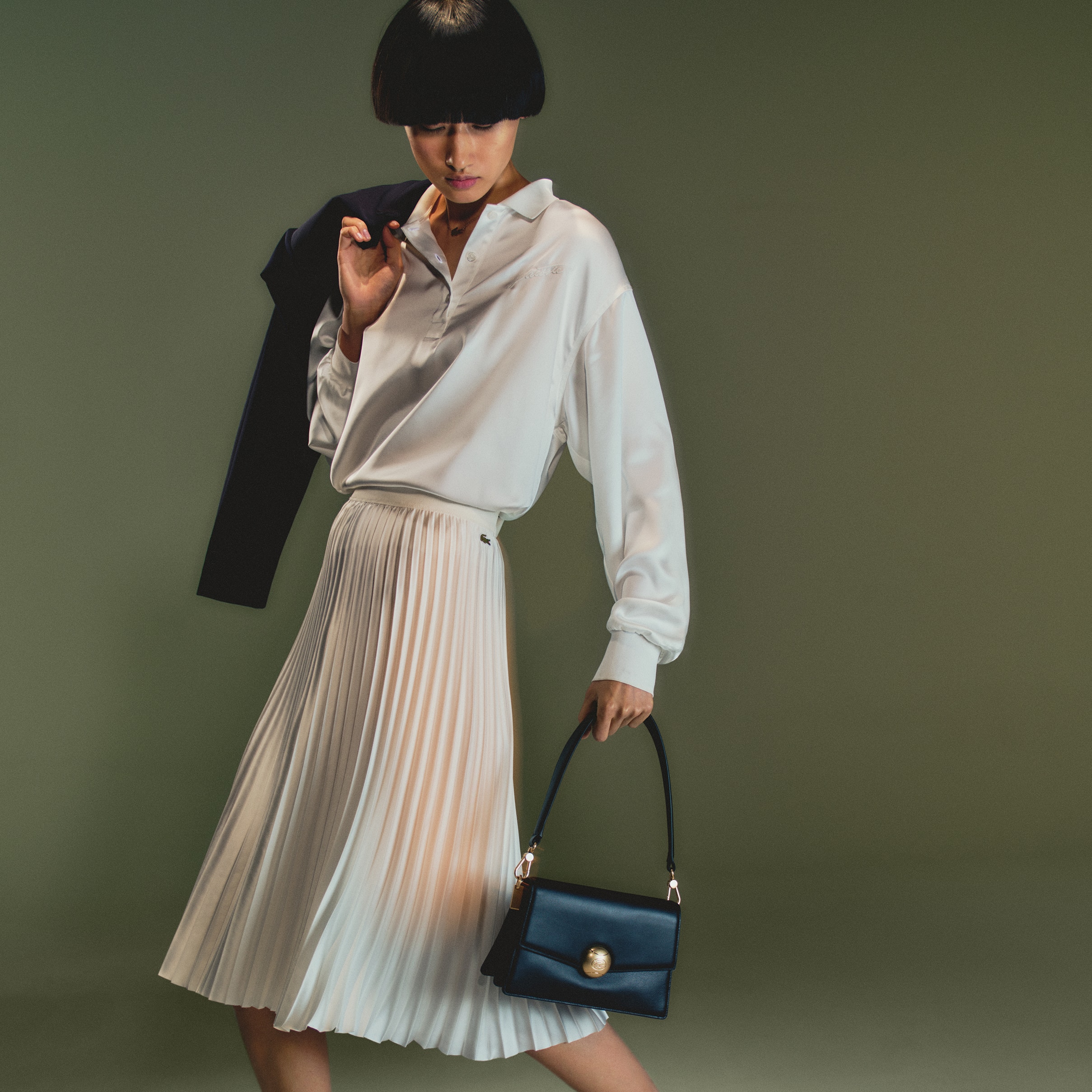 ★LACOSTE★ Women's New Denim-Like Skirt Beige JF915E-55G02S Women's Pleated Cotton Skirt - Shorts & Skirts - New In 2025