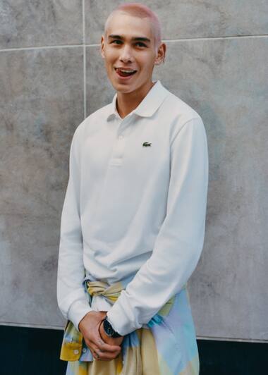 Bleu slim polo shirt short sleeve and green crocodile