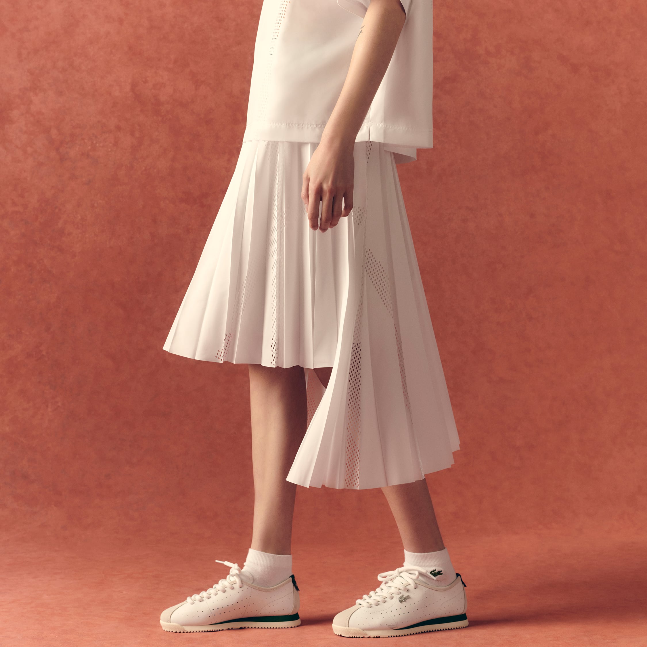 スカート LACOSTE Woman Skirt White JF1402 70V Women's Pleated Maxi Skirt - Shorts & Skirts - New In 2025