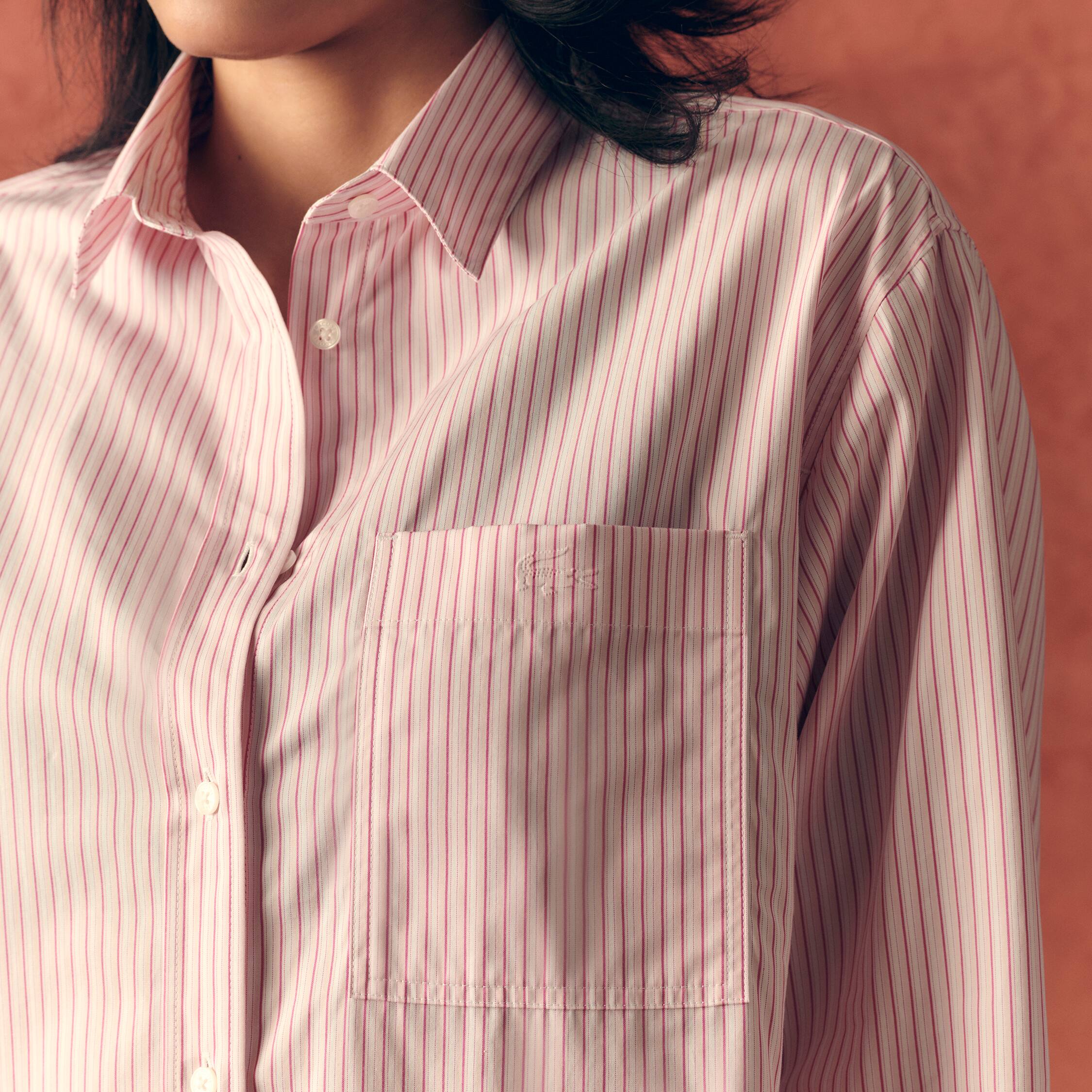 売れ筋商品|||ラッキーブランド カットソー トップス レディース Women's Cotton Poplin Oversized Button-Back Shirt Purple Stripe Oversized Button Back Top | Lucky Brand