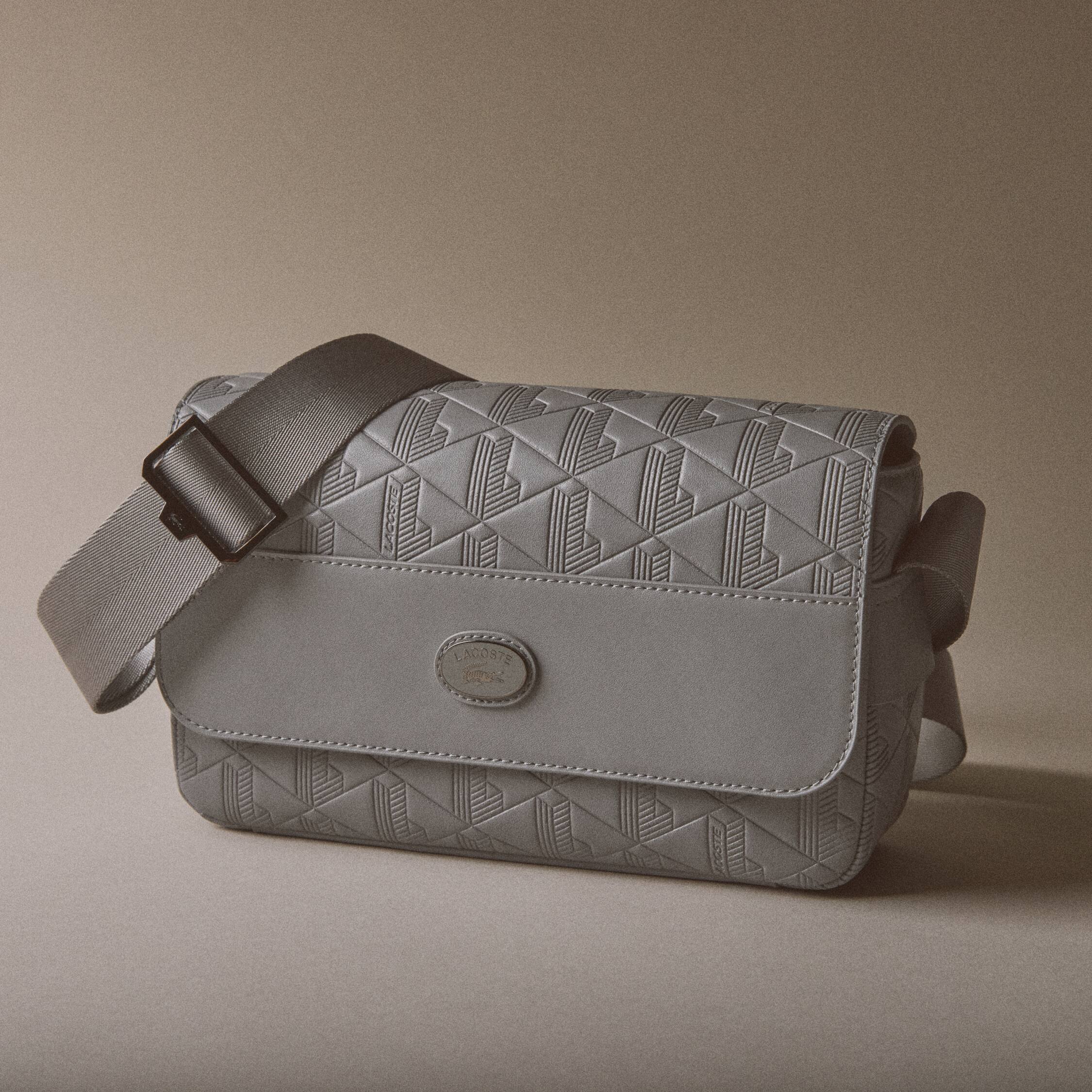 【LACOSTE】NOMOGRAMME Flap Messenger Bag_NU4838M (GREY BLUE) Nomogramme Leather Flap Close Satchel - Men's Vertical Bags