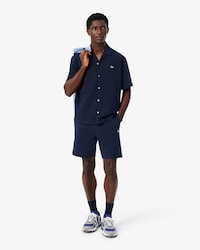 Regular Fit Logo Stripe Fleece Shorts