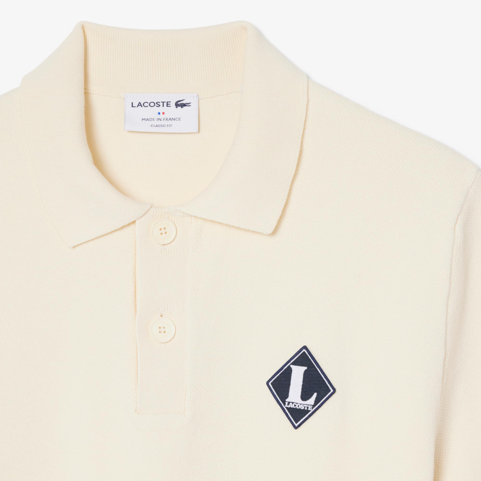 Made France Badge Accent Polo Collar Sweater