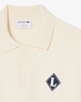 French Made Badge Accent Polo Collar Sweater