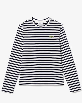 T-shirt manches longues femme Lacoste à rayures en jersey de coton