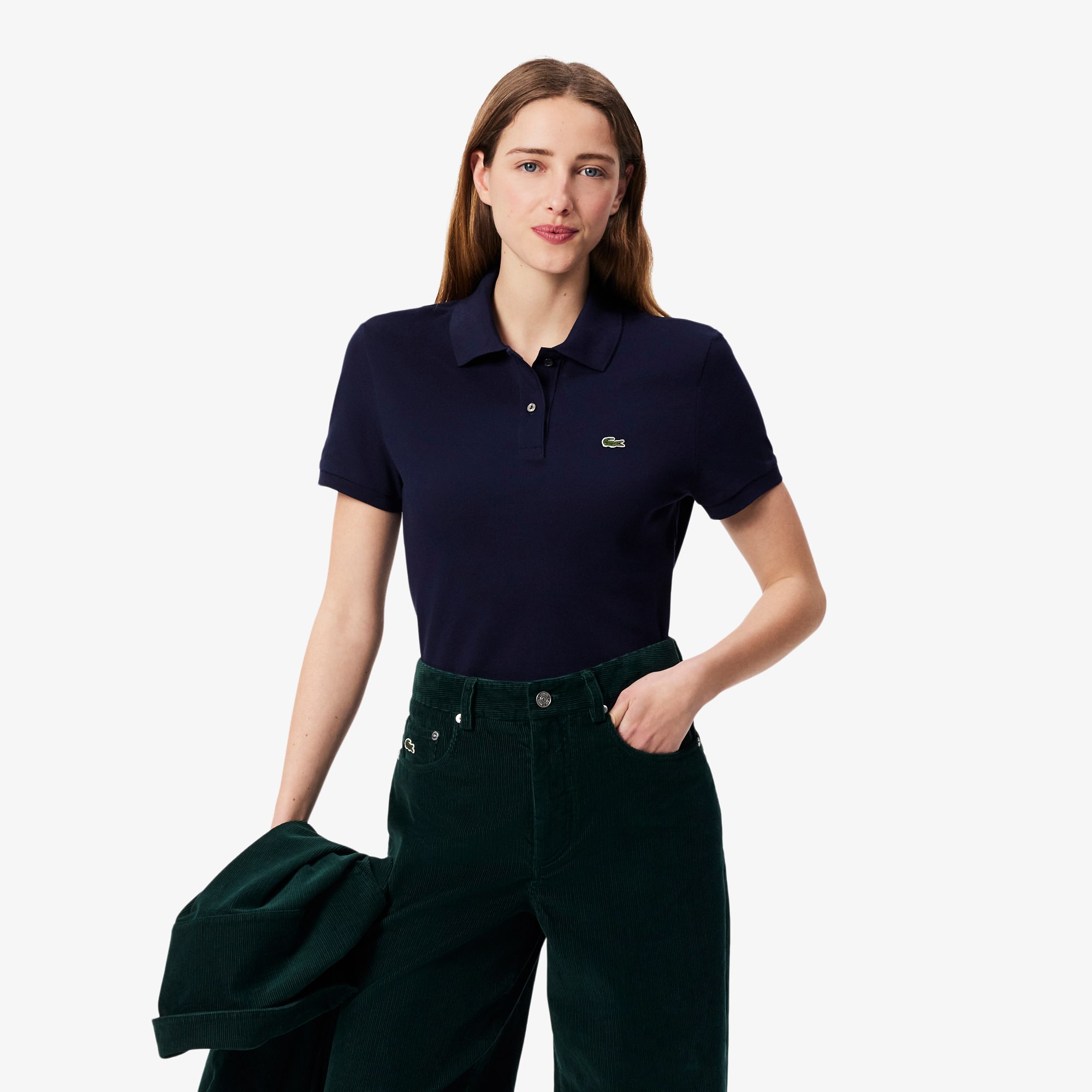 Tシャツ・カットソー LACOSTE Woman Polo Shirt Navy PF7839 166 Women's Regular Fit Supple Petit Piqué Polo - Polo Shirts