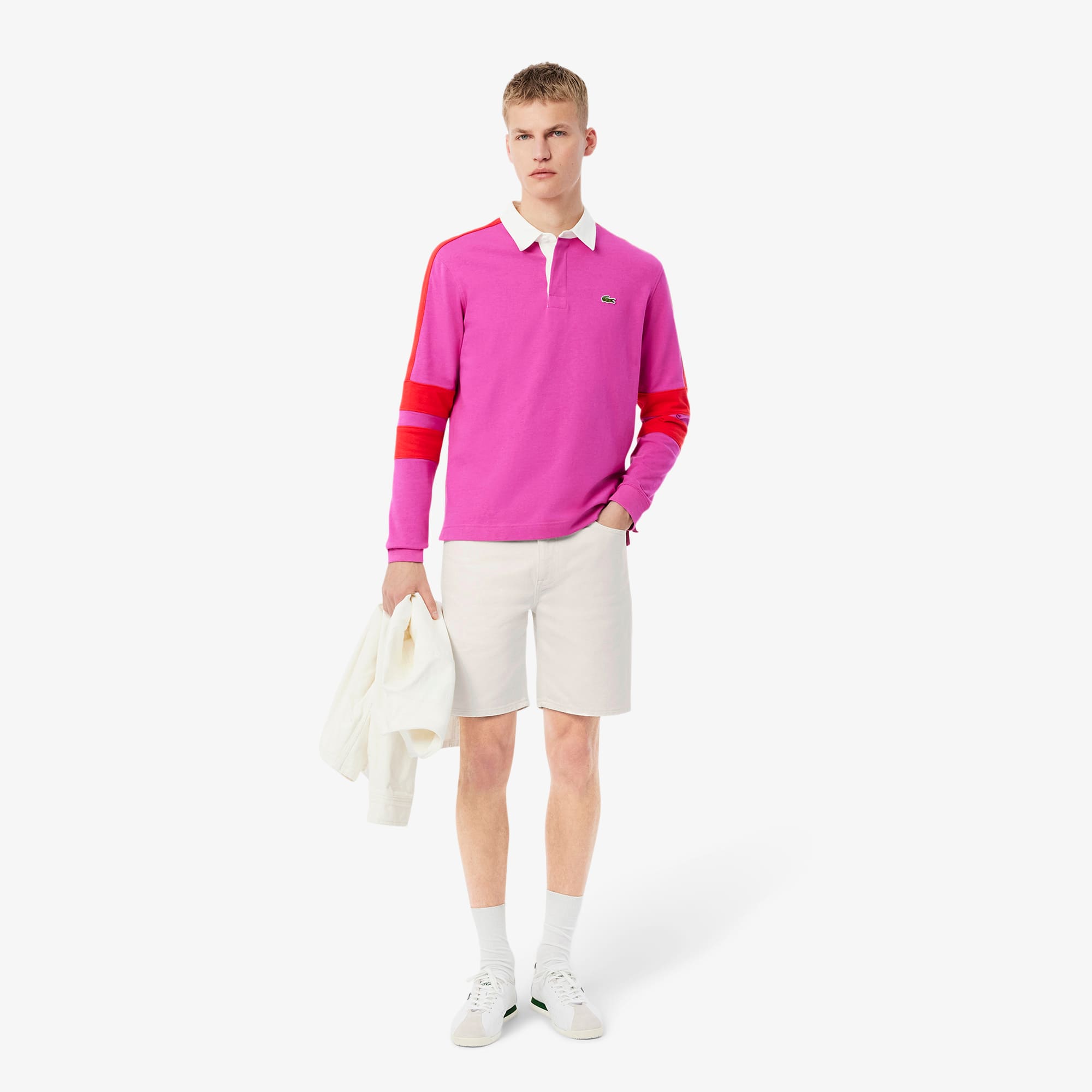 Lacoste Denim Bermuda Shorts In White