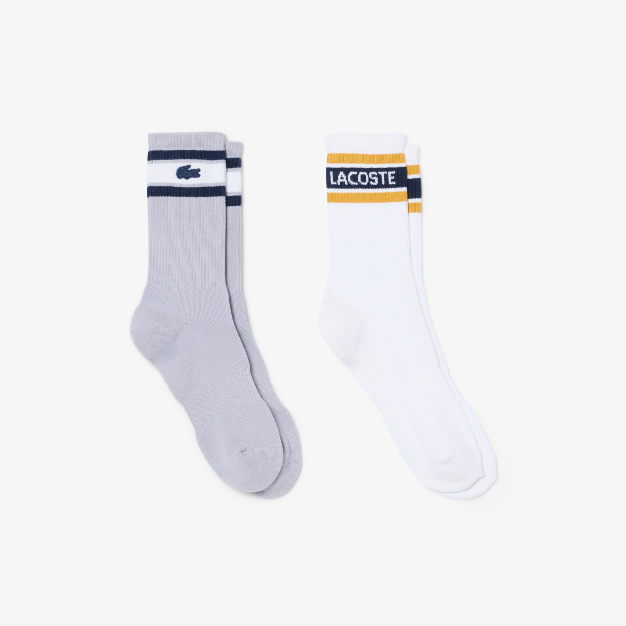 Lacoste 2-pack Ribbed Socks - 9 - 12.5 In Grey