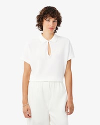 Relaxed Fit Scallop Trim Fluid Piqu&eacute; Polo Shirt