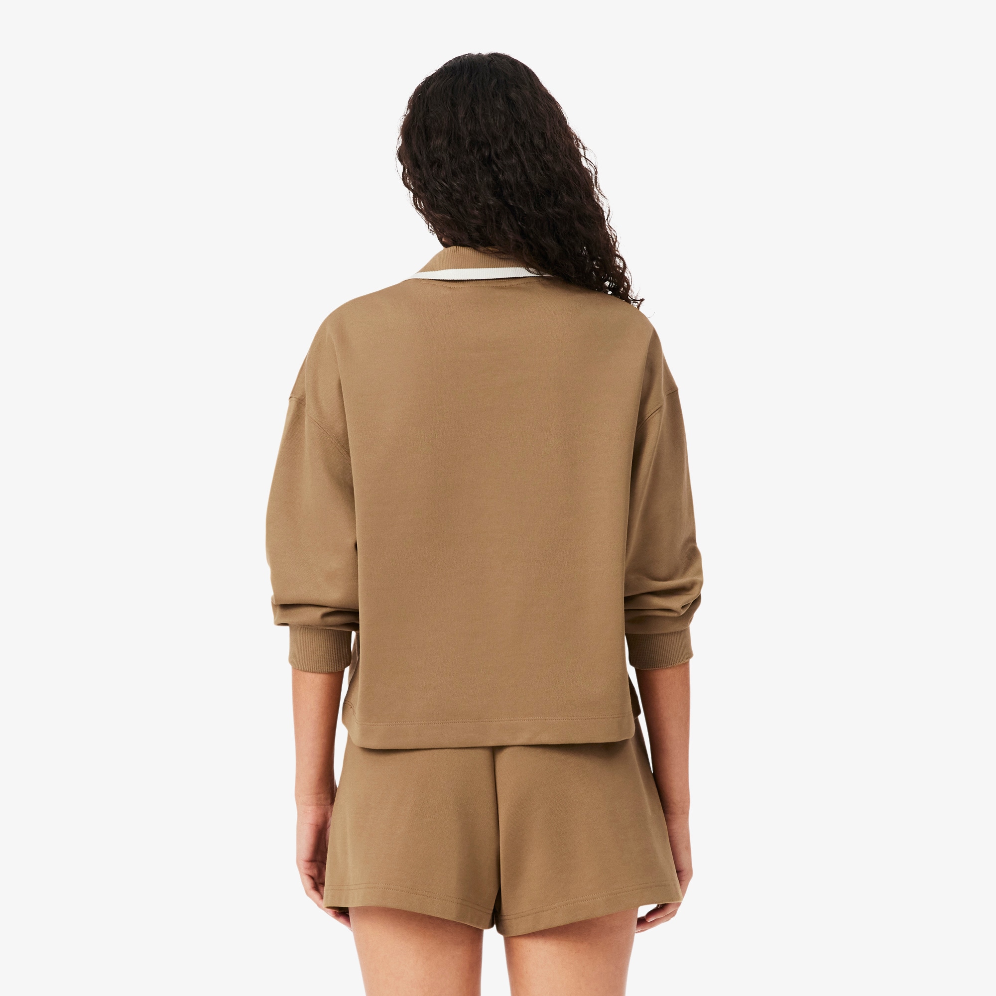 Oversized Polo Collar Piqué Sweatshirt