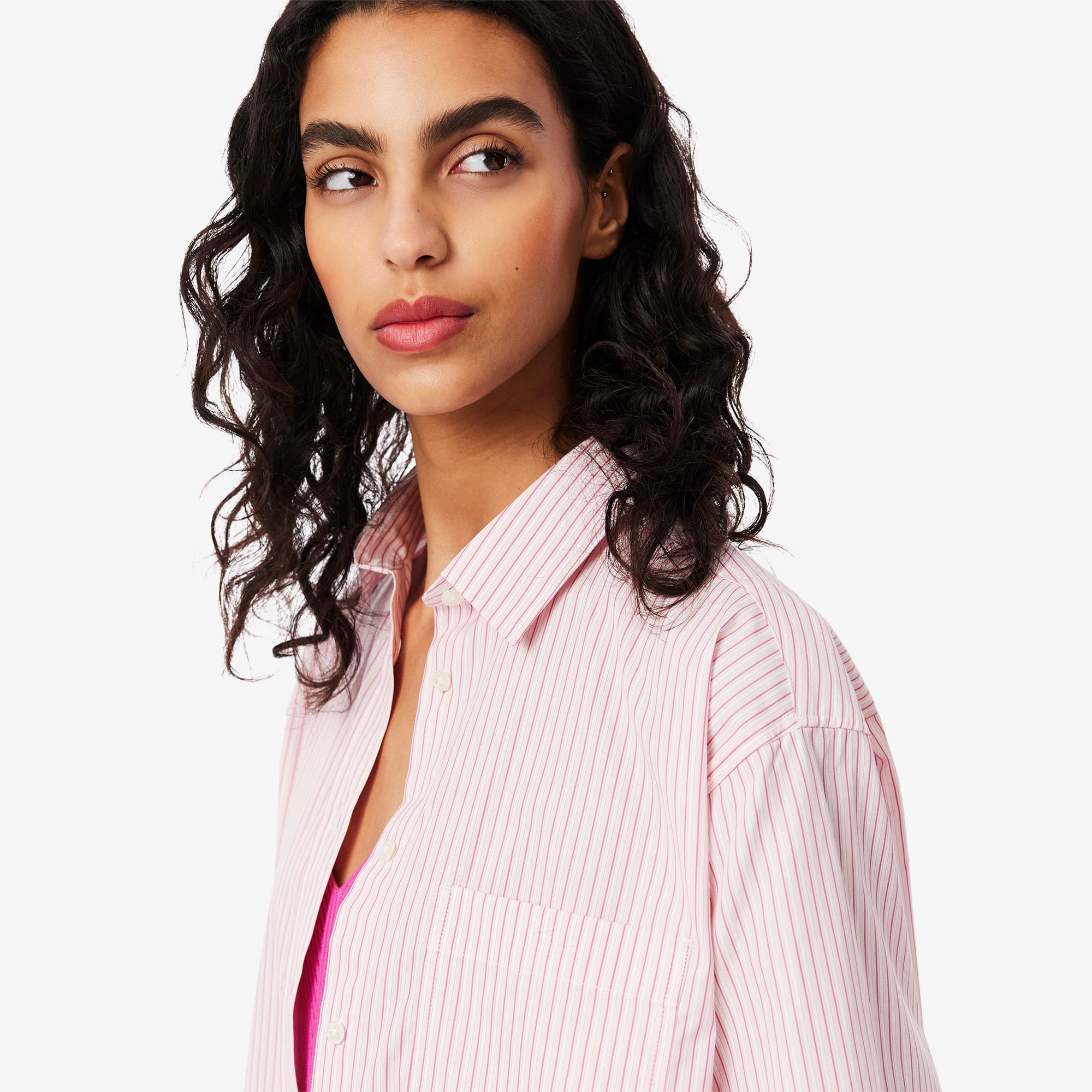 Women's Oversized Cotton Button Down Shirt - T-Shirts & Tops - New