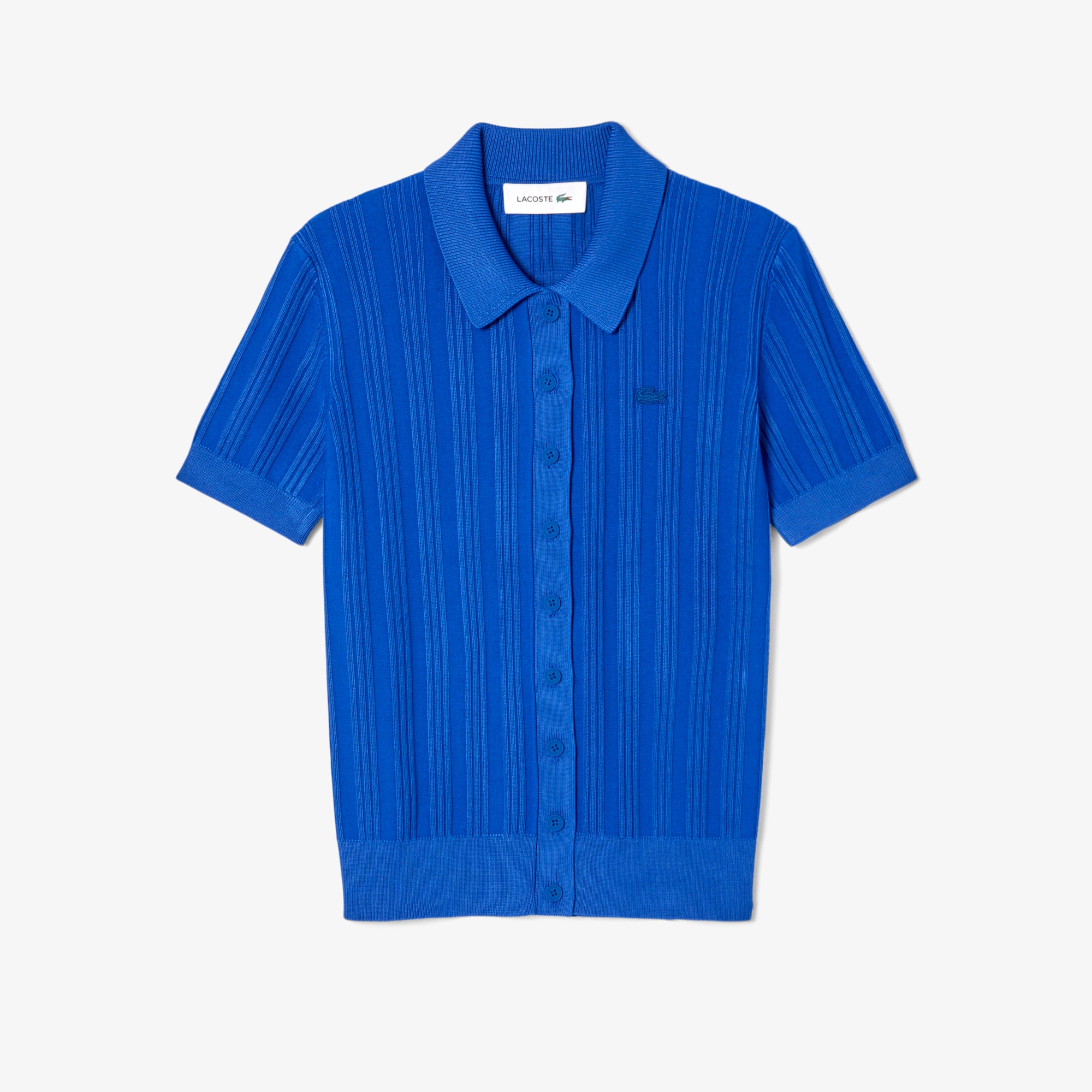 Women's Ribbed Knit Polo Collar Sweater - Sweaters & Sweatshirts