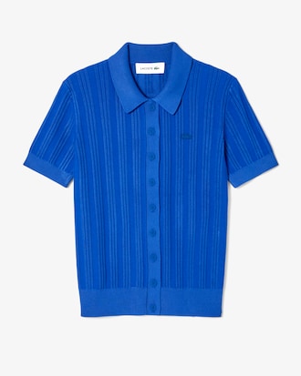 Women's Ribbed Knit Polo Collar Sweater