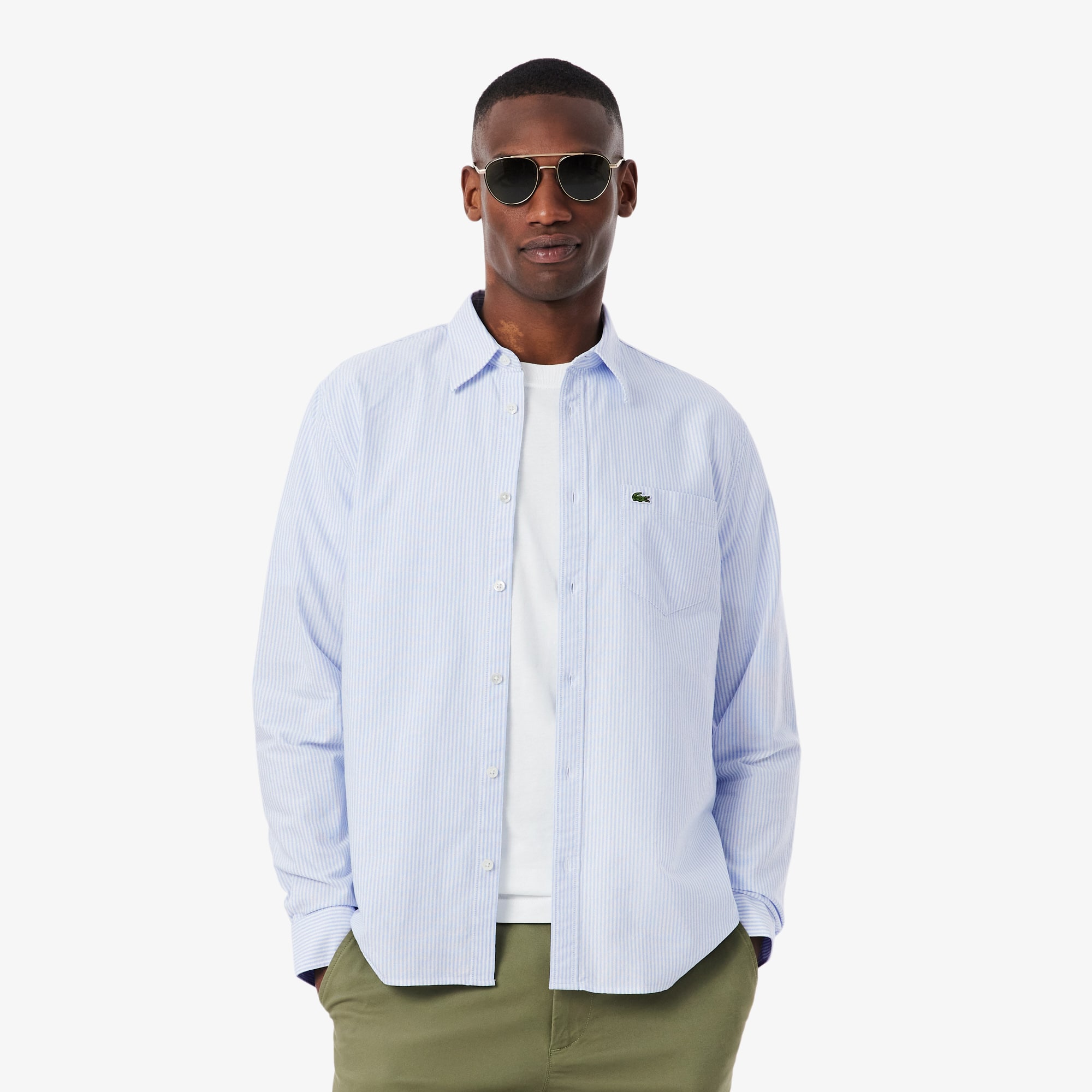 Lacoste Men's Regular Fit Striped Oxford Shirt
