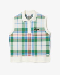Women&rsquo;s Lacoste Sleeveless Organic Cotton Check Polo Shirt