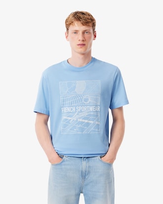 Men's Tennis Court Print Cotton T-Shirt