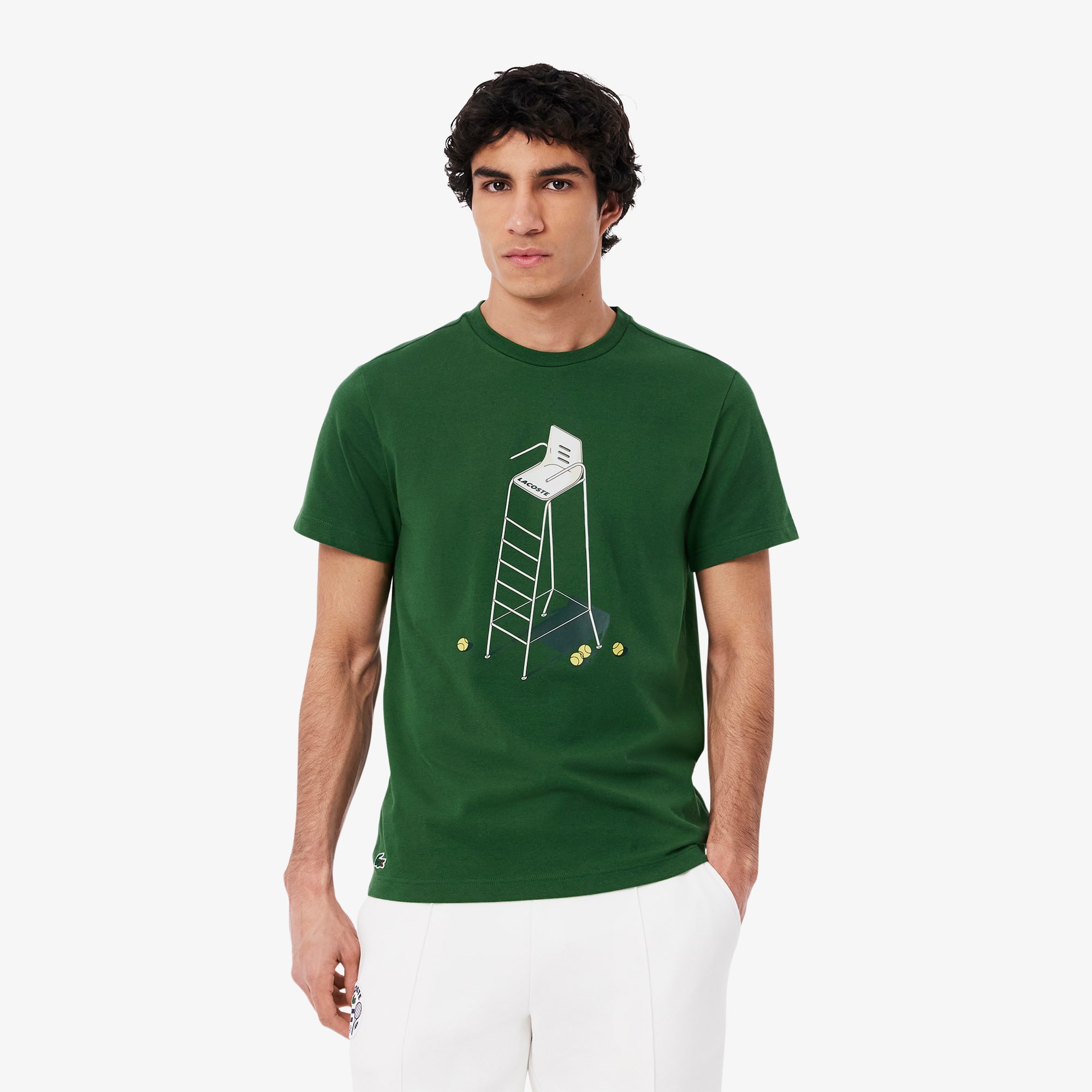 Tシャツ・カットソー LACOSTE Men T-shirt Green TH2101 S30 Men's Tennis Heritage Printed T-Shirt - T-shirts - New In