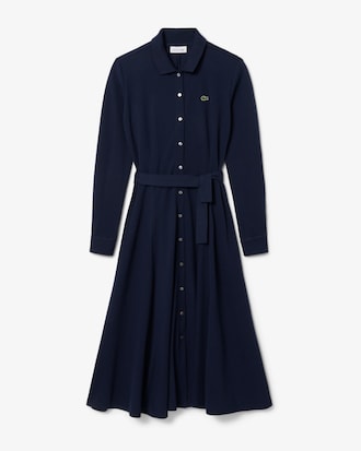 Polo Collar Belted Petit Piqu&eacute; Dress