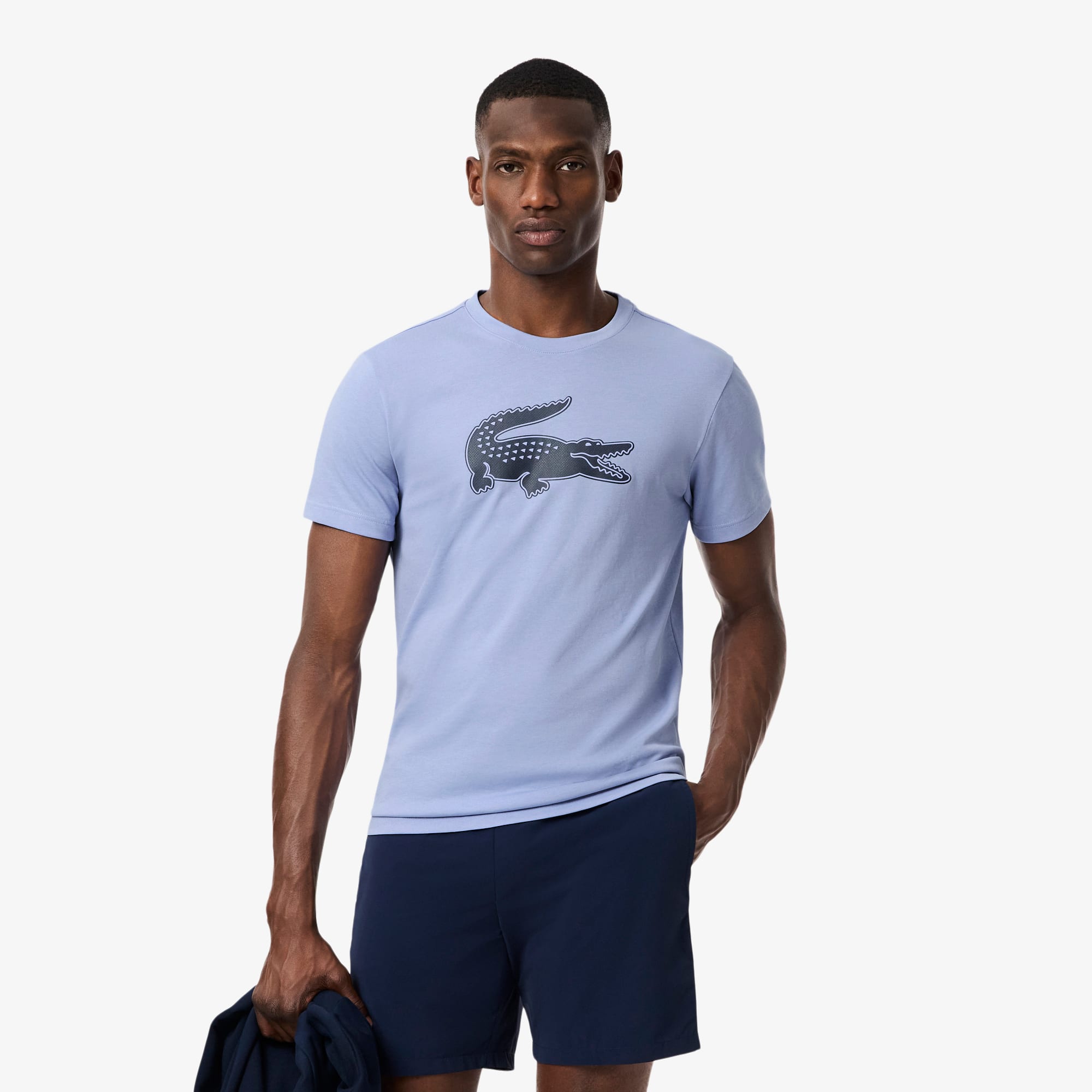 Lacoste Men's Ultra Dry Xxl Logo Sport T-shirt - L - 5 In Purple