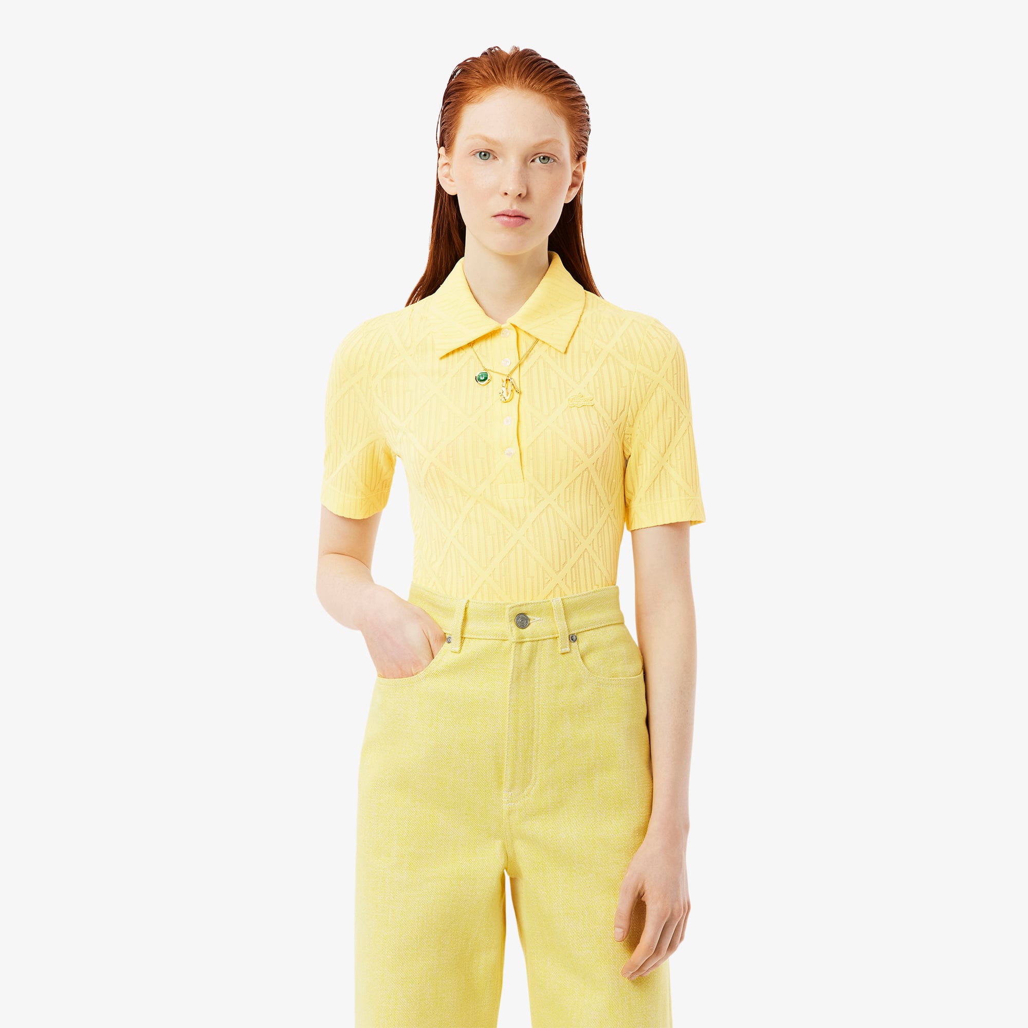 Women's Runway Slim Fit Monogram Jacquard Polo - undefined