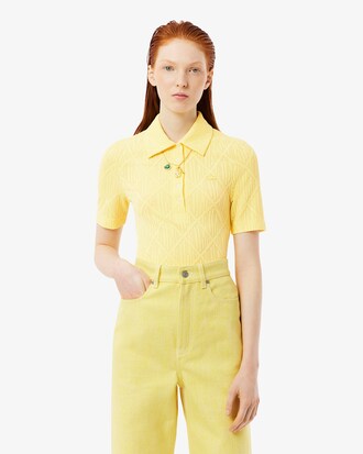 Runway Slim Fit Monogram Jacquard Polo