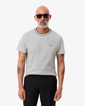 Men's Stretch Piqu&eacute; Striped Collar T-Shirt