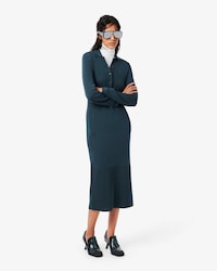 Runway Polo Collar Merino Wool Blend Maxi Dress