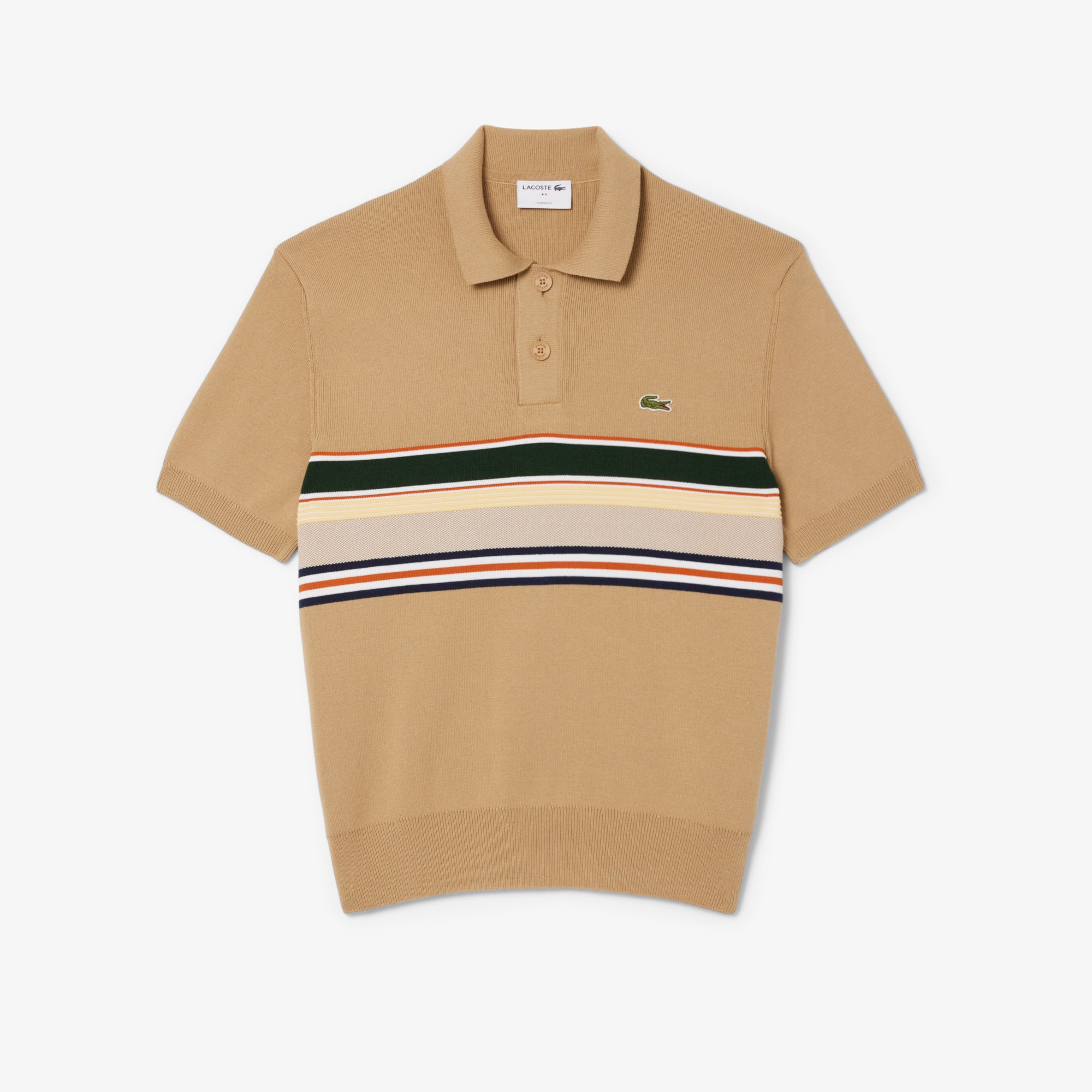 Men's Made In France Striped Polo Collar Sweater - Sweaters