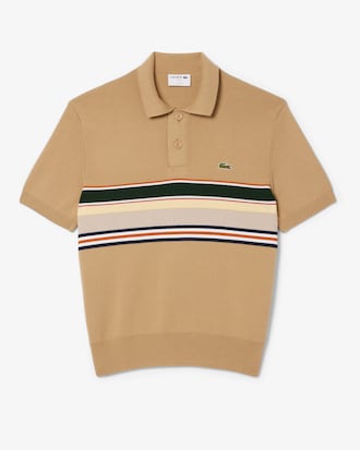 Men's Made In France Striped Polo Collar Sweater