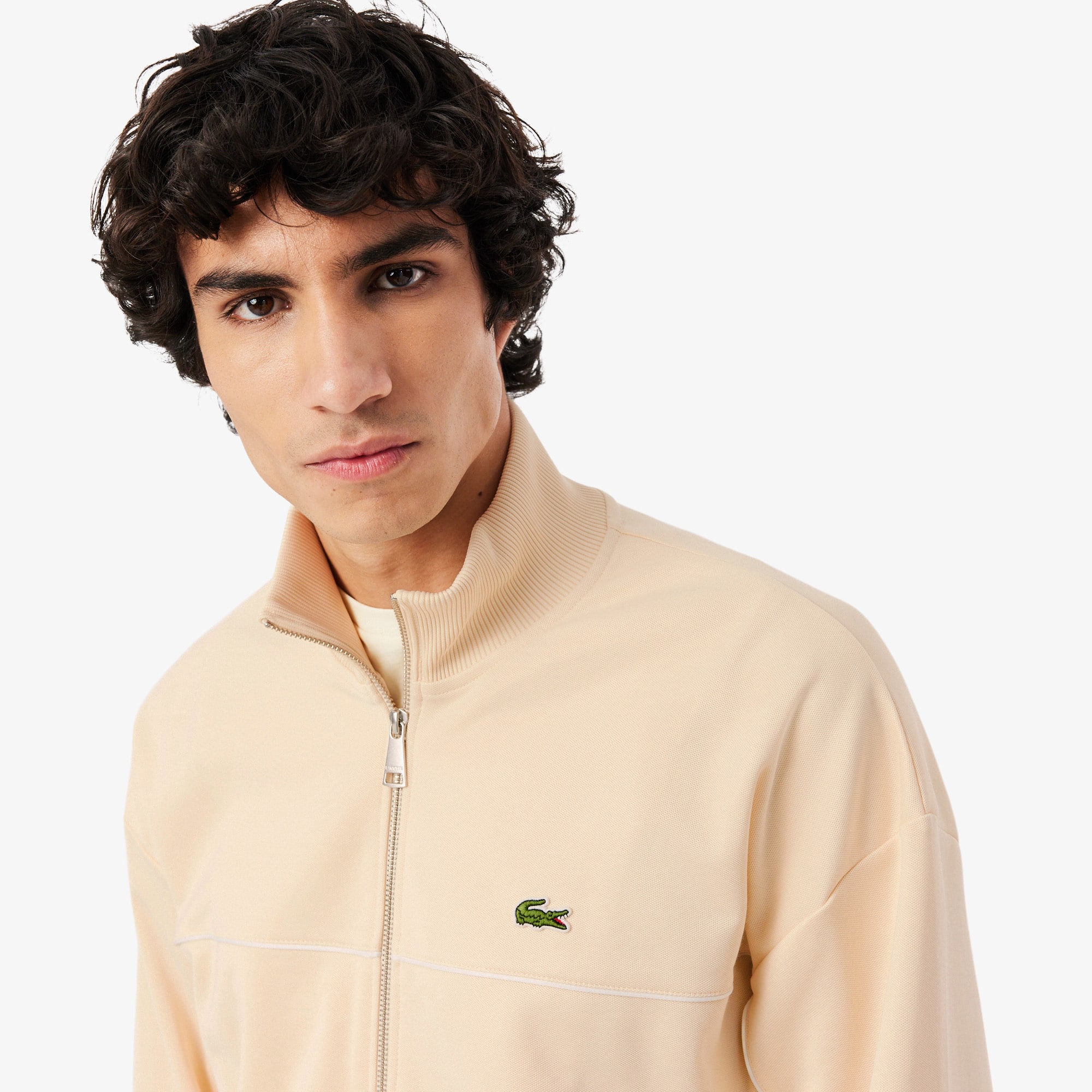 LACOSTE ベージュジャケット US S/M Trim Accent Zipped Sweatshirt - Sweaters & Sweatshirts - New In