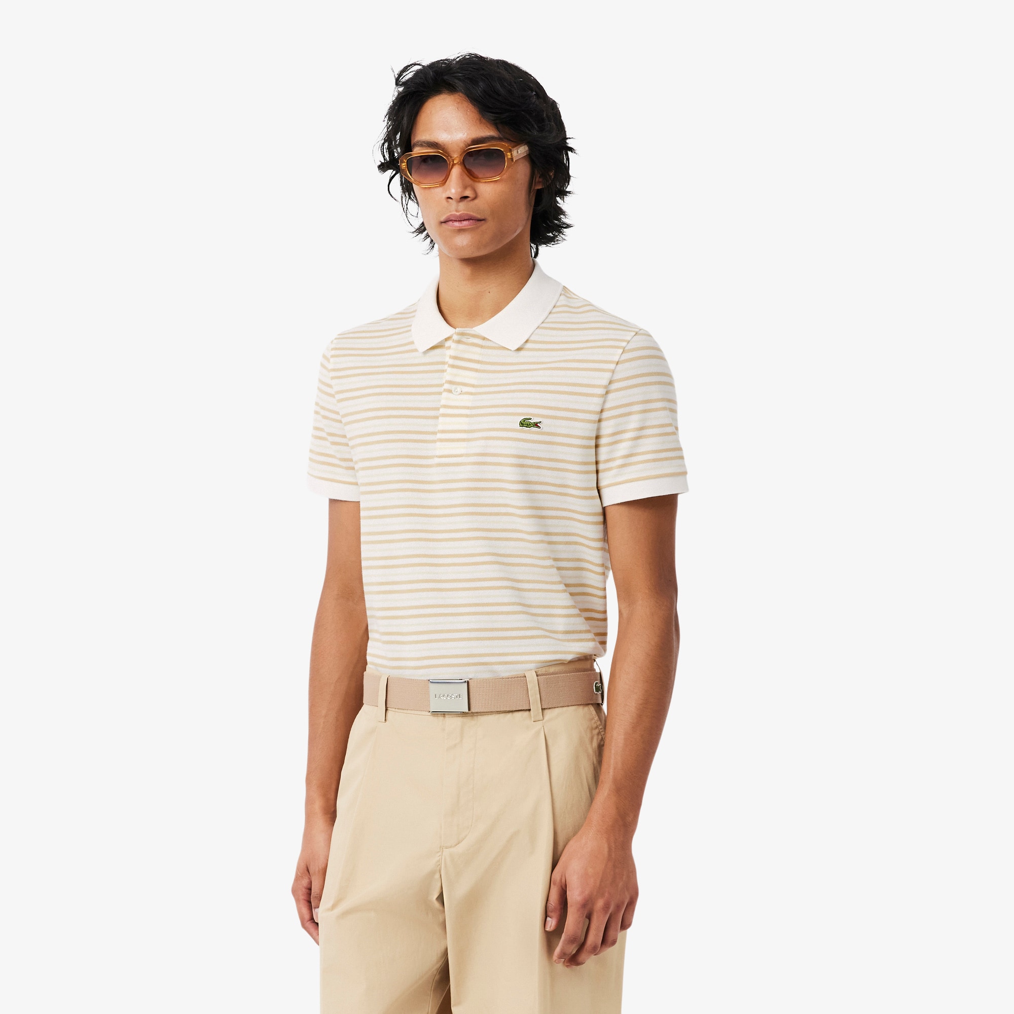 Lacoste Classic Fit Striped Petit PiquÃ© Polo Shirt
