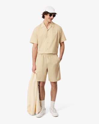 Crocodile Print Stripe Cotton Shorts