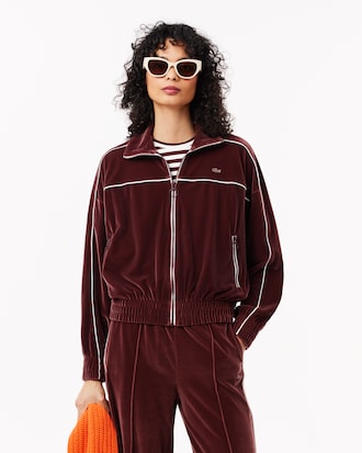 Women's Oversized Zip-Up Velour Sweatshirt