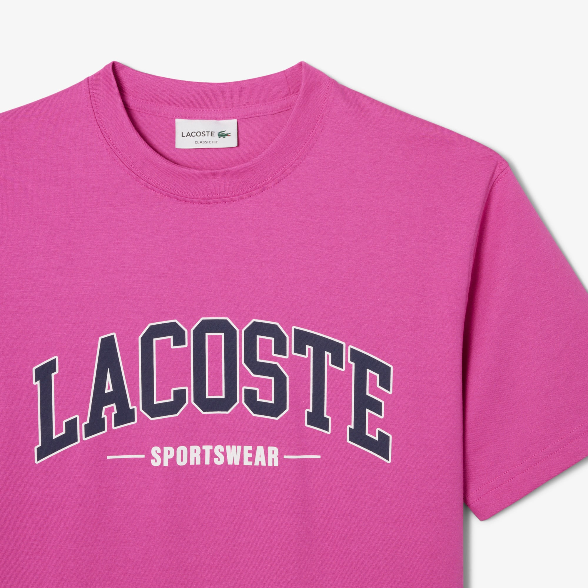 Tシャツ・カットソー LACOSTE Men T-shirt Fuchsia TH6709 I1L Lacoste light purple cotton t-shirt th6709 - Floccari Store