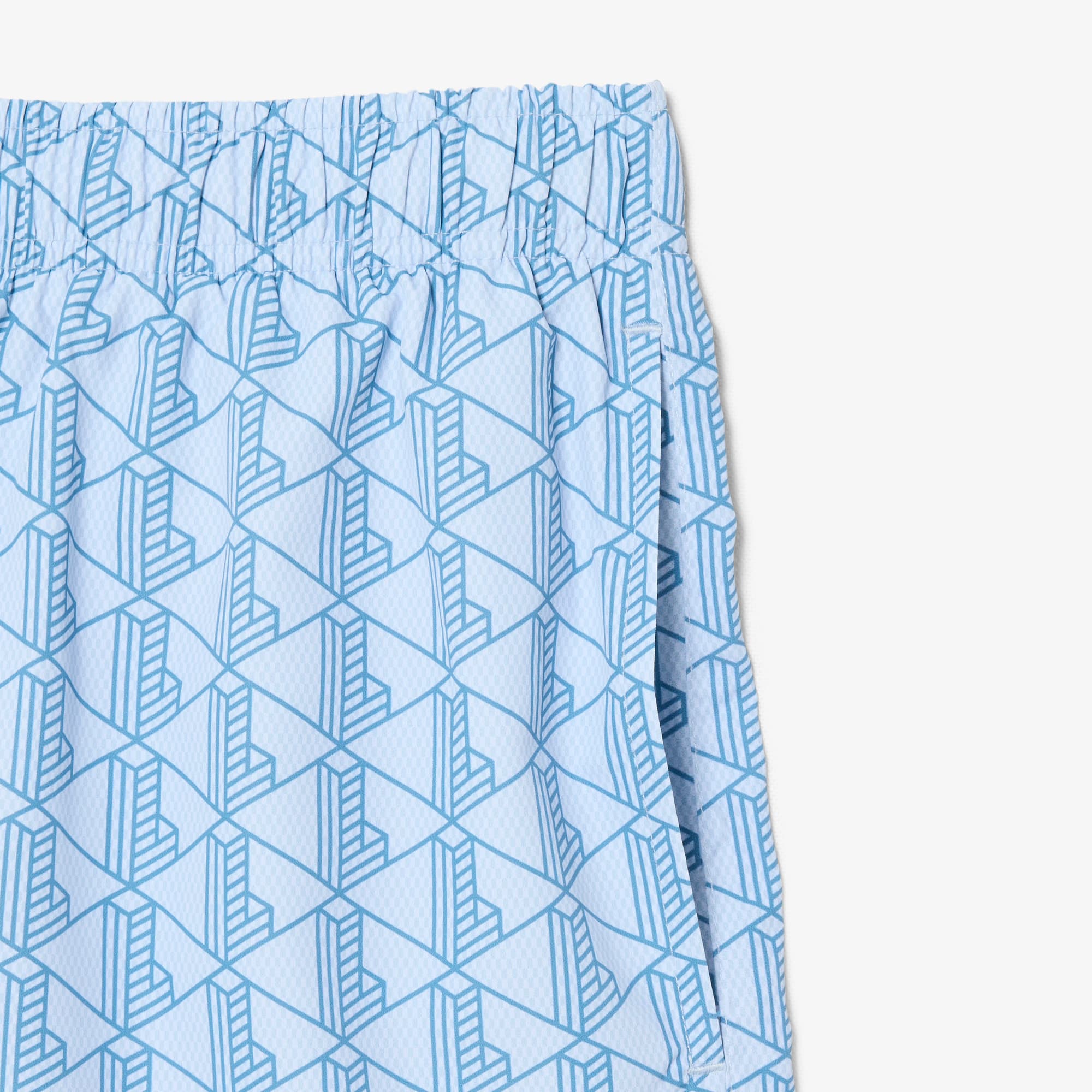 Mid Length Monogram Print Swim Trunks