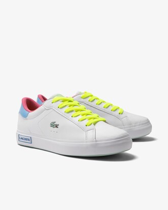 Sneakers Powercourt junior Lacoste en synth&eacute;tique, d&eacute;tail color&eacute;