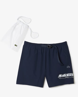 Men’s Quick-Dry Logo Stripe Swim Trunks