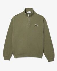 Unisex Loose Fit Badge Accent Half-Zip Sweatshirt