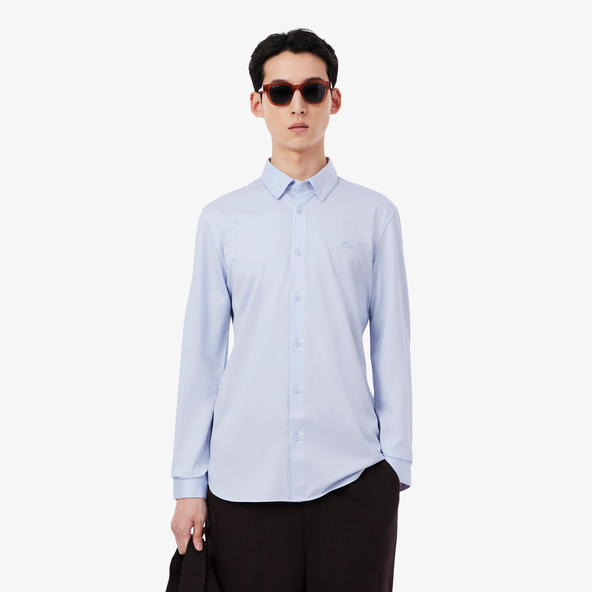 Lacoste Slim Fit Cotton Blend Shirt - 17½ - 44 In Blue