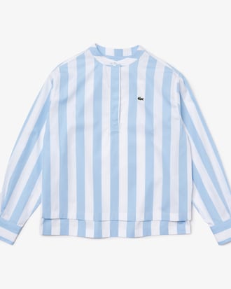 Women&rsquo;s Heritage Mandarin Collar Striped Cotton Poplin Shirt