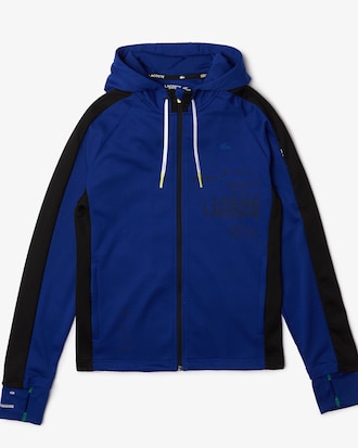 Veste zipp&eacute;e &agrave; capuche Lacoste SPORT avec bandes contrast&eacute;es
