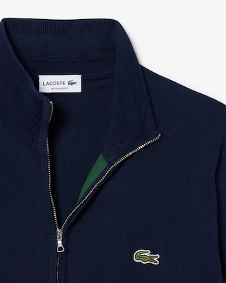 Men's Zip-Up High-Neck Cotton Sweater