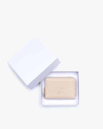 Monedero peque&ntilde;o con cierre de piel granulada Croco Crew para mujer