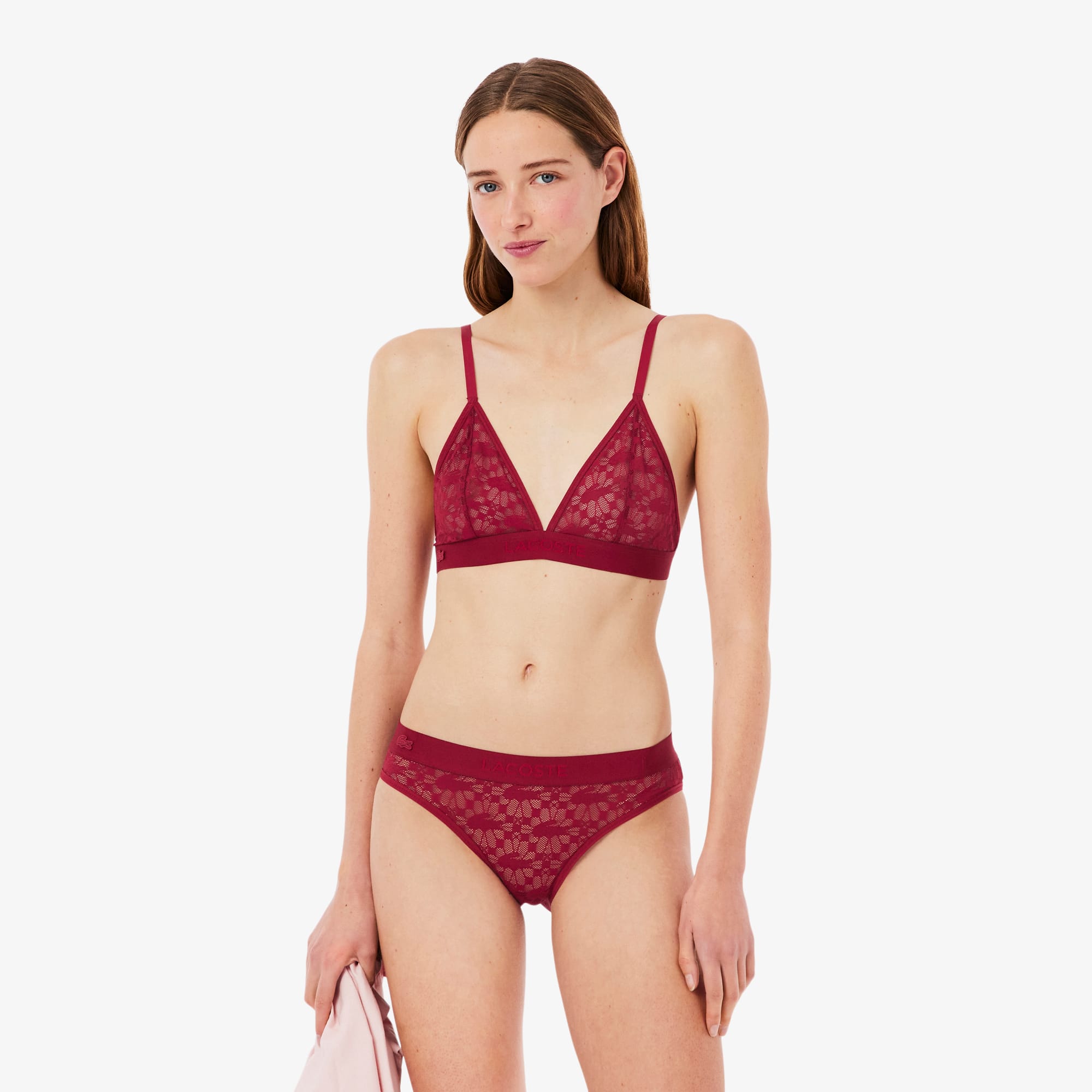 Lacoste Logo Lace Triangle Bralette