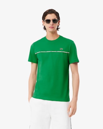 Playera de punto de algodón con ribete de logo para hombre