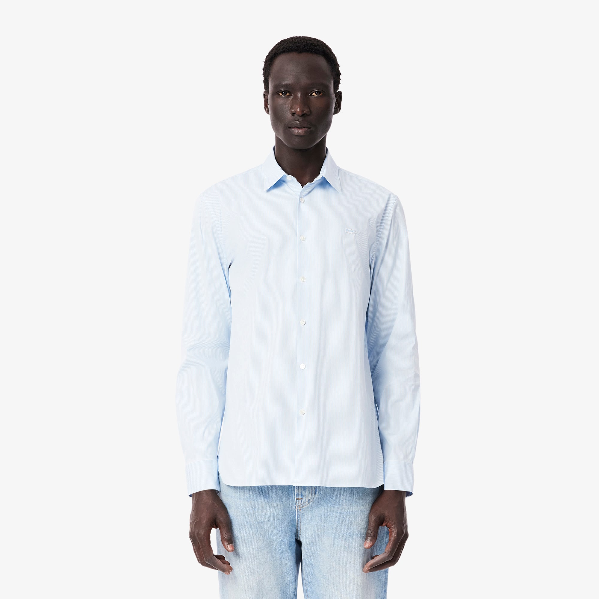 Lacoste Men's Slim Fit Striped Stretch Button Down Shirt