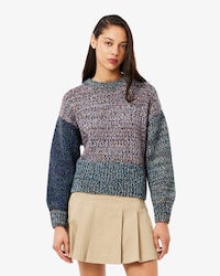 Women's High-Neck Wool Blend Cable Knit Sweater